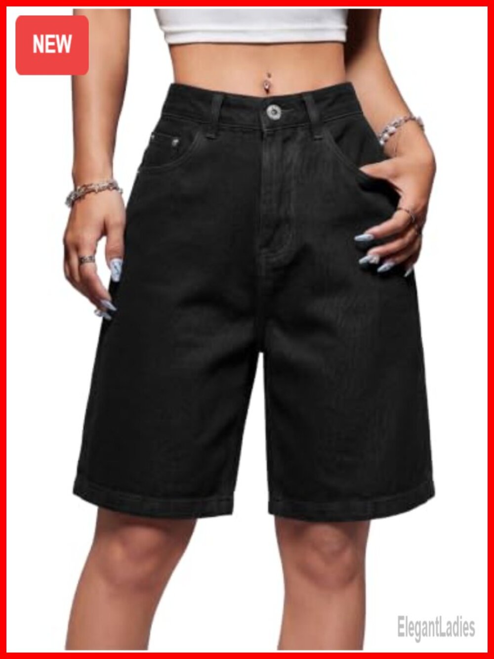 Women High Waisted Baggy Jorts Denim Shorts Bermuda Wide Leg